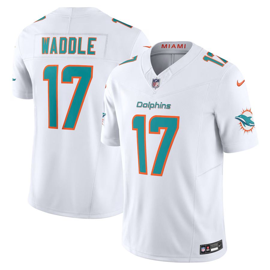 Men Miami Dolphins #17 Jaylen Waddle Nike White Vapor F.U.S.E. Limited NFL Jersey